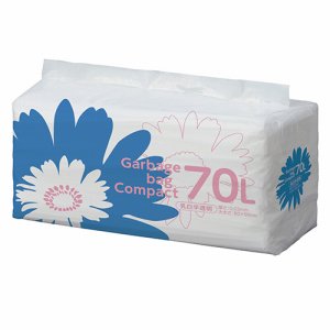 S70LDW ゴミ袋 コンパクト 乳白半透明 70L 8パックセット 汎用品 (767-0909) 1セット＝400枚(50枚×