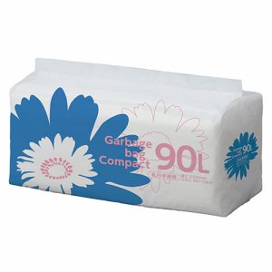 S90LDW ゴミ袋 コンパクト 乳白半透明 90L 300枚セット 汎用品 (767-0916) 1セット＝300枚(50枚×