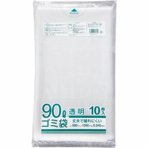 クラフトマン HK-089 業務用透明 メタロセン配合厚手ゴミ袋 90L (466-6943) 1パック=10枚