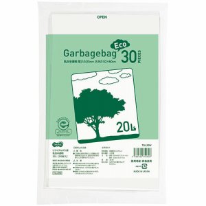 TG-L20W リサイクルポリ袋 乳白半透明 20L 30枚パック 汎用品 (068-9818) 1パック=30枚