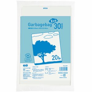 TG-L20T リサイクルポリ袋 透明 20L 30枚パック 汎用品 (068-9764) 1パック=30枚