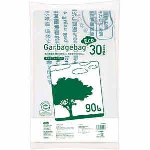 TG-E90W リサイクルポリ袋(エコデザイン) 乳白半透明 90L 30枚パック 汎用品 (368-3923) 1パック=30