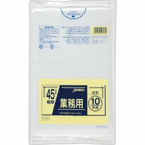 ジャパックス PL43 業務用ポリ袋 45L 極厚 透明 (069-4029) 1パック=10枚