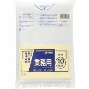 ジャパックス PL38 業務用 特厚ポリ袋 透明 30L (069-5103) 1パック=10枚