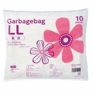 TSB120P 丸底耳付ゴミ袋 乳白半透明 LL 汎用品 (164-6706) 1パック=10枚