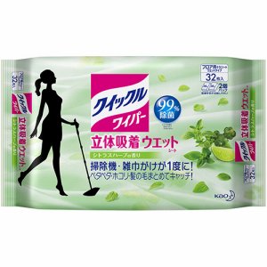 花王 347657 クイックルワイパー 立体吸着ウエットシート シトラスハーブの香り (069-2924) 1パック=32枚