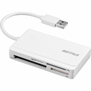BUFFALO BSCR300U2WH USB2.0 マルチカードリーダー /ライター ケーブル収納モデル ホワイト (582-