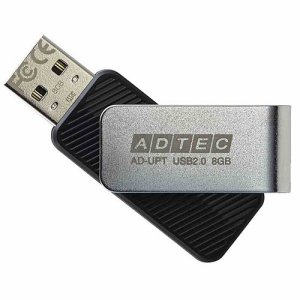 アドテック AD-UPTB8G-U2R USB2.0 回転式フラッシュメモリ 8GB ブラック (980-1394) 1セット=