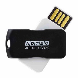 アドテック AD-UCTB16G-U2R USB2.0 回転式フラッシュメモリ 16GB ブラック (488-6211)