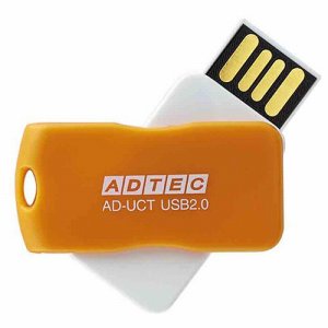 アドテック AD-UCTR16G-U2R USB2.0 回転式フラッシュメモリ 16GB オレンジ (488-6228)