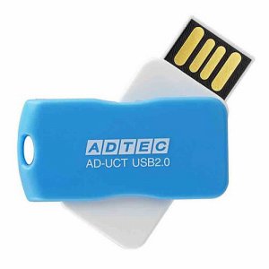 アドテック AD-UCTL16G-U2R USB2.0 回転式フラッシュメモリ 16GB ブルー (488-6242)