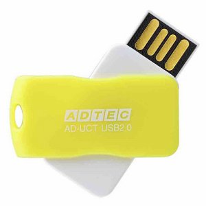 アドテック AD-UCTY16G-U2R USB2.0 回転式フラッシュメモリ 16GB イエロー (488-6259)