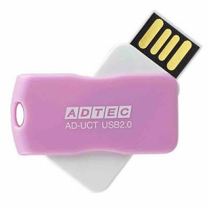 アドテック AD-UCTP32G-U2R USB2.0 回転式フラッシュメモリ 32GB ピンク (581-4657)
