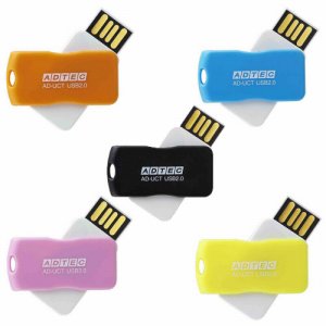 アドテック AD-UCTF8G-U2R USB2.0 回転式フラッシュメモリ 8GB 5色 (580-1121) 1パック=5個