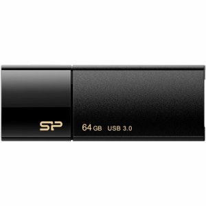 SiliconPower SP064GBUF3B05V1K USB3.0 スライド式フラッシュメモリ 64GB ブラック (48
