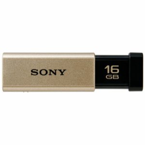 SONY USM16GT N USBメモリー ポケットビット Tシリーズ 16GB ゴールド キャップレス (386-4432)