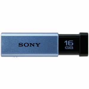 SONY USM16GT L USBメモリー ポケットビット Tシリーズ 16GB ブルー キャップレス (389-3043)