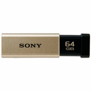 SONY USM64GT N USBメモリー ポケットビット Tシリーズ 64GB ゴールド キャップレス (386-4456)