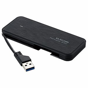 ELECOM ESD-EC0120GBK ケーブル収納型外付けポータブルSSD 120GB ブラック (489-6418)