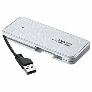 ELECOM ESD-EC0240GWH ケーブル収納型外付けポータブルSSD 240GB ホワイト (489-6449)
