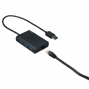ELECOM EDC-GUA3H-B 有線LANアダプター GIGA対応 USB3.0(TYPE-A) USBハブ機能付 ブラッ