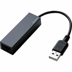 ELECOM EDC-FUA2-B 有線LANアダプター USB2.0(TYPE-A) ブラック (246-1625)