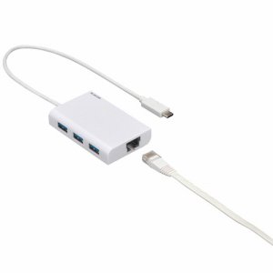ELECOM EDC-GUC3H-W 有線LANアダプター GIGA対応 USB3.1(TYPE-C) USBハブ機能付 ホワイ