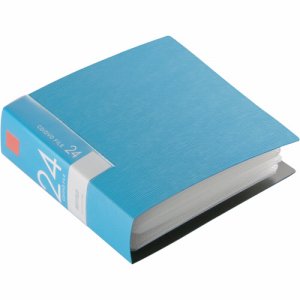 バッファロー BSCD01F24BL CD&DVDファイルケース ブックタイプ 24枚収納 ブルー (144-4841)
