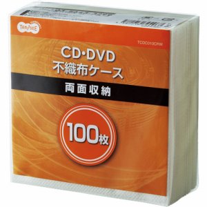 TCDC010CRW CD・DVD不織布ケース 両面2枚収納 汎用品 (142-6694) 1パック=100枚