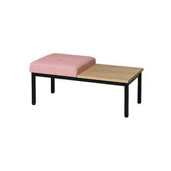 コンパクト待合室ベンチ1人掛け + テーブル ブラック脚 ピンク