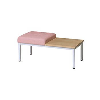 コンパクト待合室ベンチ1人掛け + テーブル ホワイト脚 ピンク