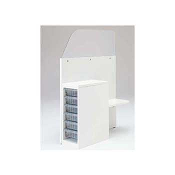 採血ブース 左置き用 深型クリスタル ホワイト天板