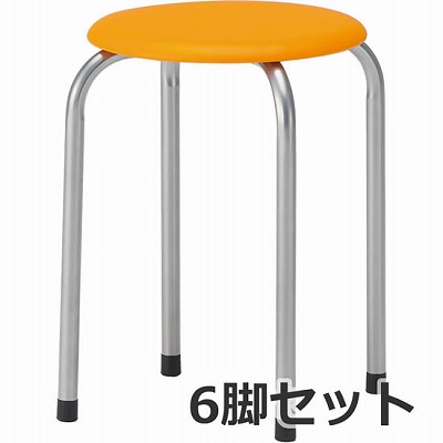 M-24M-BL 藤沢工業 丸椅子 Φ25.4スチールパイプメッキ脚 ブルー 10脚