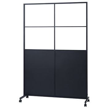 キャスター付きスチールパーティション ブラック 高さ1800