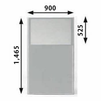 MPローパーテーション 高さ1465mm 幅900mm グレー（上部半透明）
