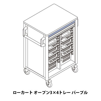 リレイト搬送ローカート オープン3×4トレー パープル