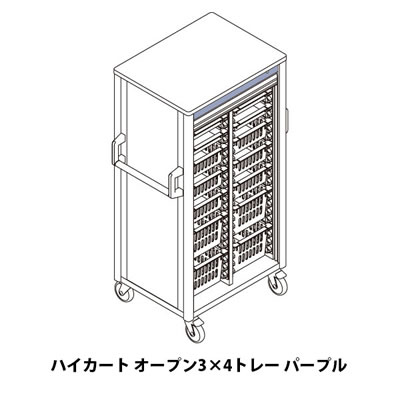 リレイト搬送ハイカート オープン3×4トレー パープル