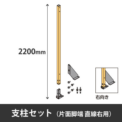 プロフェンス 支注セット 片面脚端 直線右用 高さ2200mm