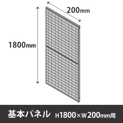 プロフェンス 基本パネル 高さ1800mm用 幅200mm ブラックメッシュ