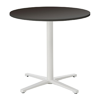 会議用テーブル 丸形 天板径750mm ホワイトフレーム ブラック