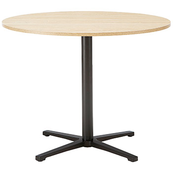 会議用テーブル 丸形 天板径900mm ブラックフレーム ナチュラル