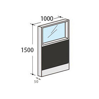 パーテーションLPX 上部ガラスパネル 高さ1500 幅1000 チャコール