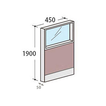 パーテーションLPX 上部ガラスパネル 高さ1900 幅450 サーモン