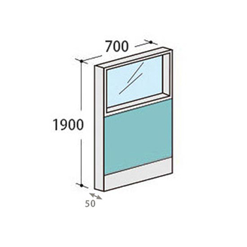 パーテーションLPX 上部ガラスパネル 高さ1900 幅700 アクア