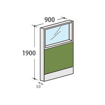 パーテーションLPX 上部ガラスパネル 高さ1900 幅900 リーフ