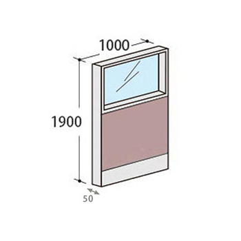 パーテーションLPX 上部ガラスパネル 高さ1900 幅1000 サーモン