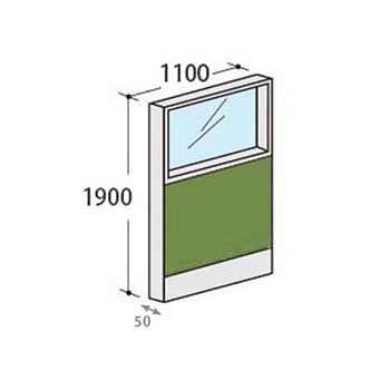 パーテーションLPX 上部ガラスパネル 高さ1900 幅1100 リーフ