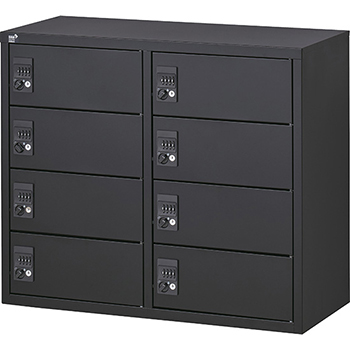 パーソナルロッカー 2列4段 シリンダー錠 上置用 ブラック