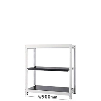 オフィス ラック ディーアール H1000×W900mm基本セット 本体：ホワイト 棚板：ブラック