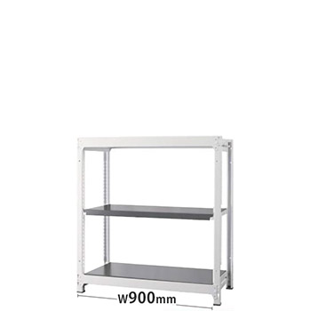 オフィス ラック ディーアール H1000×W900mm基本セット 本体：ホワイト 棚板：アッシュグレー
